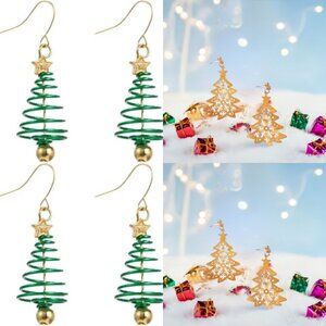 Jingle All the Way Earrings – 2 Pairs Xmas Tree Dangles: